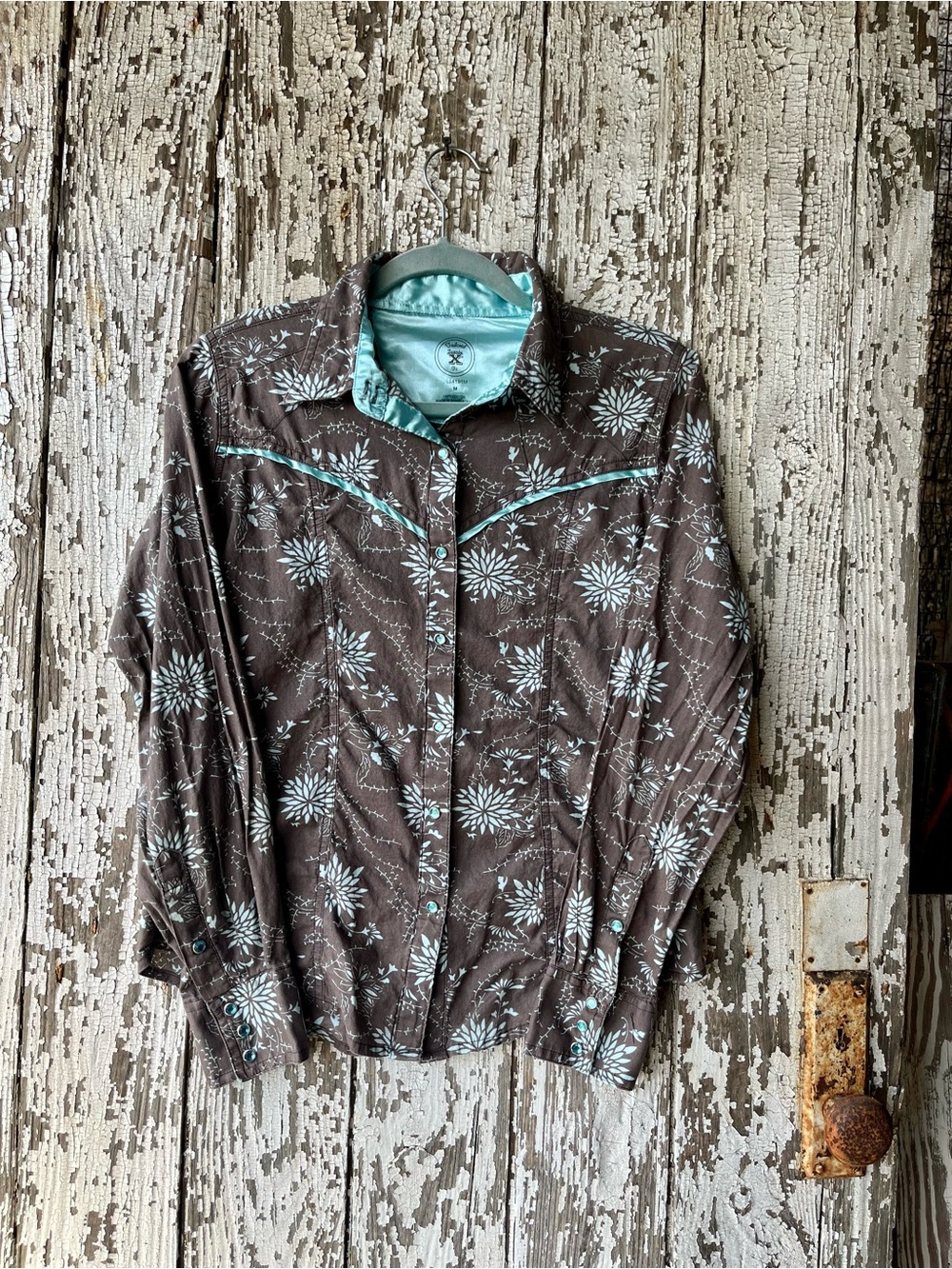 Twenty X Western-Style women Floral Button-Up Shirt Jacket in Brown & Teal